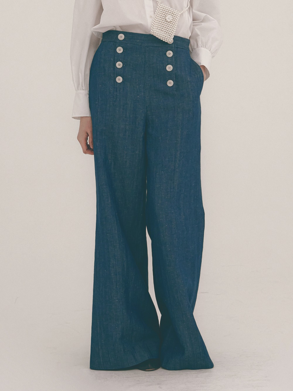 Sailor wide blue pants with linen &amp; cotton (-50%)